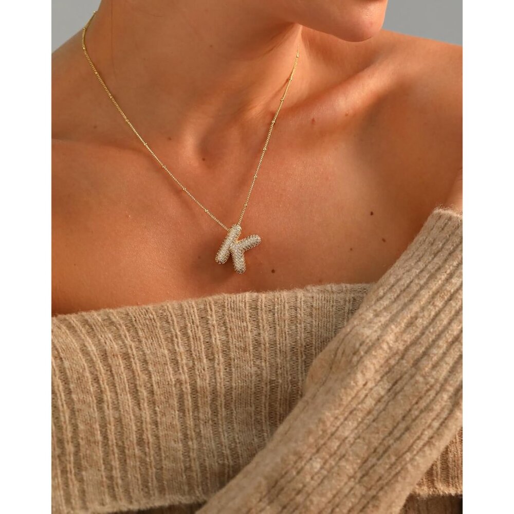 Personalized Chunky Initial Pendant Necklace - El… - image 7